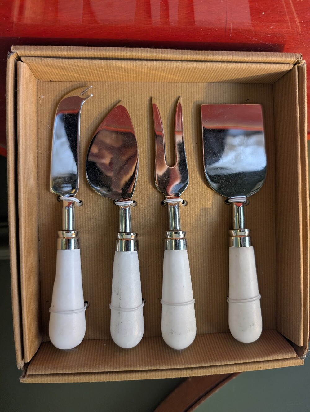 Pottery Barn Marble Handle Cheese Knives